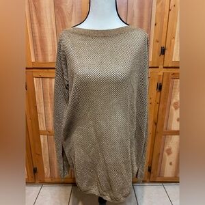 Moda International Gold mesh pullover sweater New